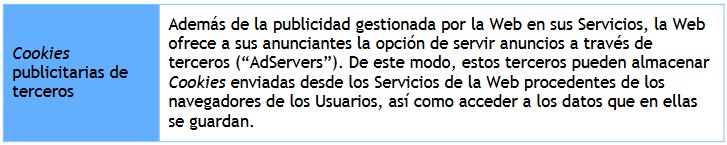 Hidalgas, Tipos de cookies según objetivo